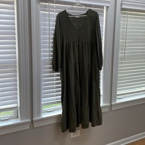 Green universal threads gauze dress. Long sleeve.
